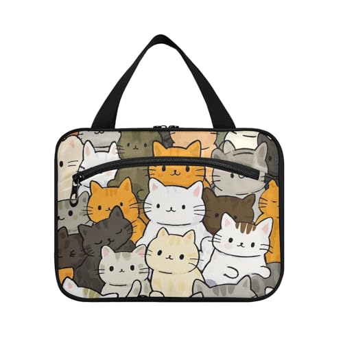 Niedliche Cartoon-Katze, hängende Reise-Make-up-Tasche mit Haken, Designer-Chic-Tasche für Damen, Camping, Bolso de Maquillaje para Mujer L von voucong