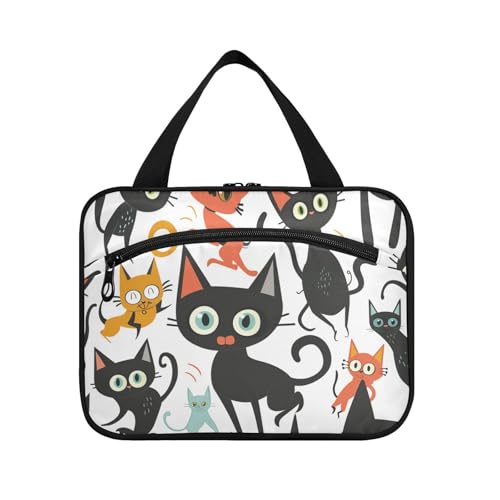Niedliche Cartoon-Katzen-Hängetaschen für Reisen, Frauen mit Haken, wasserdichte Designer-Kosmetiktasche für Reisende, Reisen, Bolsa de maquillaje para Mujer L von voucong