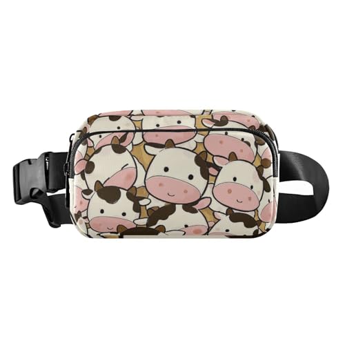 Niedliche Cartoon-Kuh-modische Bauchtasche, Hüfttasche für Damen, Herren, Teenager, Mehrzweck-Schlinge, Brusttasche mit verstellbarem Gurt, für Einkaufen, Sport, Arbeit, Niedliche Cartoon-Kuh, 1 size von voucong
