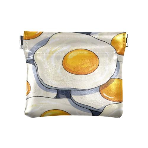 Niedliche Cartoon-Lebensmittel-Ei-Geldbörse für Damen, Leder, wasserdicht, Schmuck-Organizer für Damen, Niedliches Cartoon-Ei, 1 size, Druckkunst von voucong