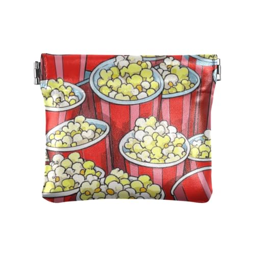 Niedliche Cartoon-Lebensmittel-Popcorn-Geldbörse für Damen, PU-Leder, niedlicher Schmuck-Organizer für Frauen, Niedliches Popcorn mit Cartoon-Lebensmitteln, 1 size, Druckkunst von voucong