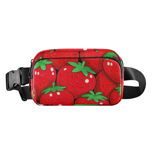 Niedliche Cartoon-Obst-Erdbeeren, modische Bauchtasche, Hüfttasche für Damen, Herren, Teenager, wasserdicht, Reisezubehör mit verstellbarem Gurt, für Reisen, Fitnessstudio, Arbeit, Niedliche von voucong