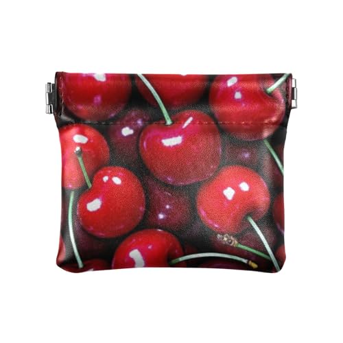 Niedliche Geldbörse aus Leder mit Cartoon-Früchten, Kirschen, einzigartiger Schmuck-Organizer für Frauen, Reisen, Niedliche Cartoon-Obstkirsche, 1 size, Druckkunst von voucong