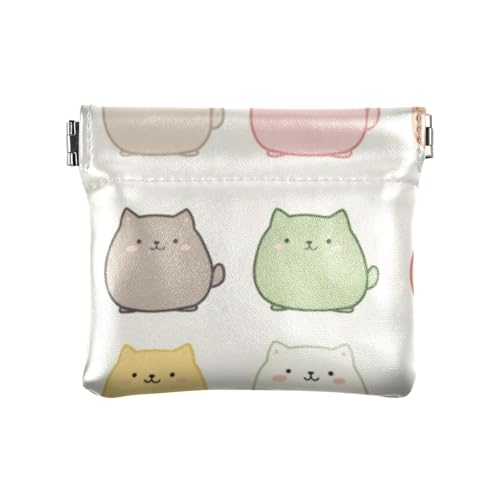 Niedliche pastellfarbene Katzen-Cartoon-Damen-Geldbörse aus Leder, wasserdicht, Reisezubehör für Damen, Niedliche pastellfarbene Katzen Cartoon, 1 size, Druckkunst von voucong