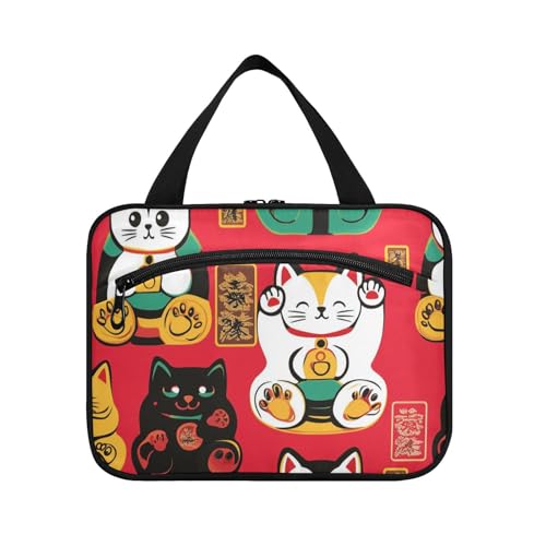 Niedliches buntes Glückskatzen-Hängeset für Reisen mit Haken, multifunktionaler Make-up-Organizer für Herren, Kreuzfahrten, Bolsa de maquillaje para Mujer L von voucong