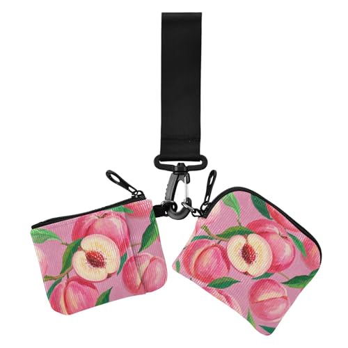 Ölgemälde Feeling Pink Peach Dual Coin Purse Credit Card Holder Wallet Slim Detachable Zipper Wallet Coin Bag with Wristlet Strap for Ladies 2 Pcs, Ölgemälde mit pinkem Pfirsich-Gefühl, 1 size, Ölgemälde Feeling Pink Peach Dual Coin Purse Credit Card Holder Wallet Slim Detachable Zipper Wallet Coin Bag with Wristlet Strap for Ladies 2 Pcs, Ölgemälde mit pinkem Pfirsich-Gefühl, 1 size, von voucong