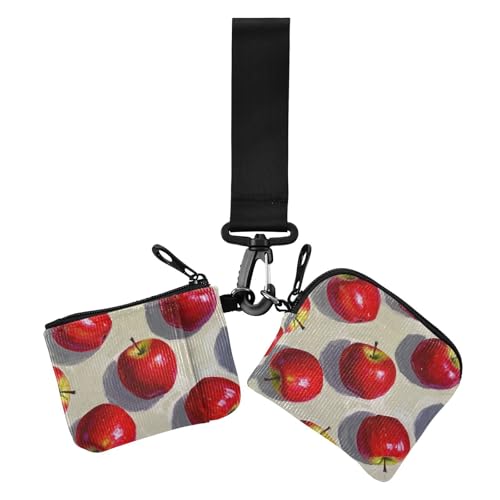 Ölgemälde Feeling Red Personalisierte Damen Kleingeld Geldbörse Kartenhüllen Kleine Abnehmbare Reißverschluss Geldbörse Geldbörse mit Armband für den täglichen Gebrauch 2 Packungen, Ölgemälde Gefühl von voucong