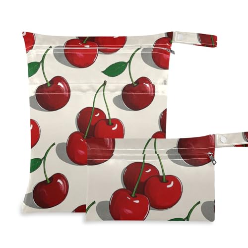 Ölgemälde mit roter Kirsche, waschbarer Beutel zum Schwimmen, 2 Stück, Reiseutensilien für Baby, mit Griffen für Yoga Ölgemälde mit roter Kirsche, waschbarer Beutel zum Schwimmen, 2 Stück, Reiseutensilien für Baby, mit Griffen für Yoga von voucong