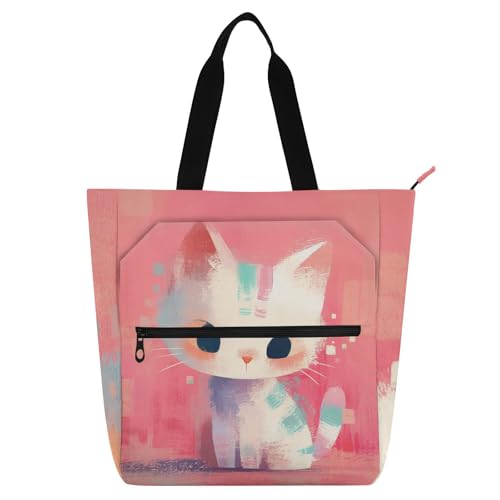 Peach Simple Cartoon Cat Book Bag Art Tote Bag for Boys Girls Adults Waterproof Teacher Tote Bags Handbags with Inner Pockets for School Shopping Travel Peach Simple Cartoon Cat Book Bag Art Tote Bag for Boys Girls Adults Waterproof Teacher Tote Bags Handbags with Inner Pockets for School Shopping Travel von voucong