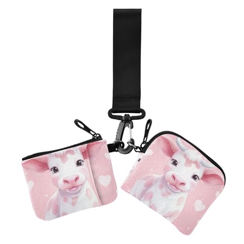 Pink Dream Heart Cow Happy Valentine Cartoon Damen Dual Wallets Visitenkartenetuis Mini Mode Geld Organizer mit Reißverschluss Münzfach für den täglichen Gebrauch, 2 Stück, Rosa Traumherz Kuh Happy Pink Dream Heart Cow Happy Valentine Cartoon Damen Dual Wallets Visitenkartenetuis Mini Mode Geld Organizer mit Reißverschluss Münzfach für den täglichen Gebrauch, 2 Stück, Rosa Traumherz Kuh Happy von voucong