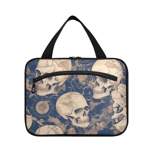 Reise-Set zum Aufhängen mit Haken, Designer-Kulturbeutel für Frauen, Reisen, Arbeit, Blau und Weiß, Größe L von voucong