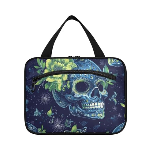 Reisetasche mit grünem Totenkopf, Boho-Stil, glänzend, zum Aufhängen, mit Haken, Designer-Kosmetiktasche für Herren, Rucksackreisen, Cartera para maquillaje L von voucong