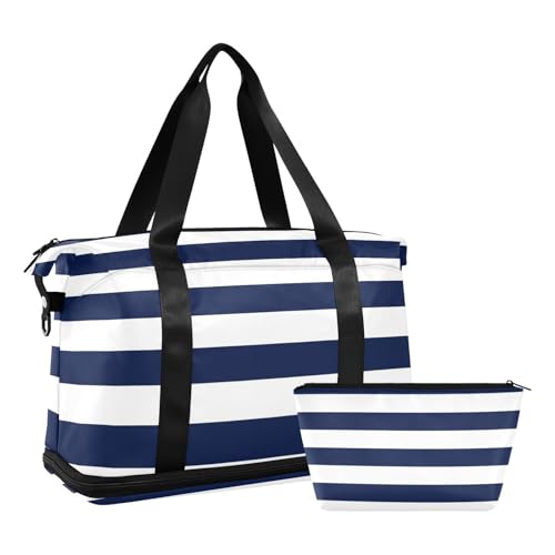 Reisetasche mit nassen Taschen, verstellbarer Riemen, für Geschäftsreisen, wasserdicht, für Damen und Herren, Blau / Weiß von voucong