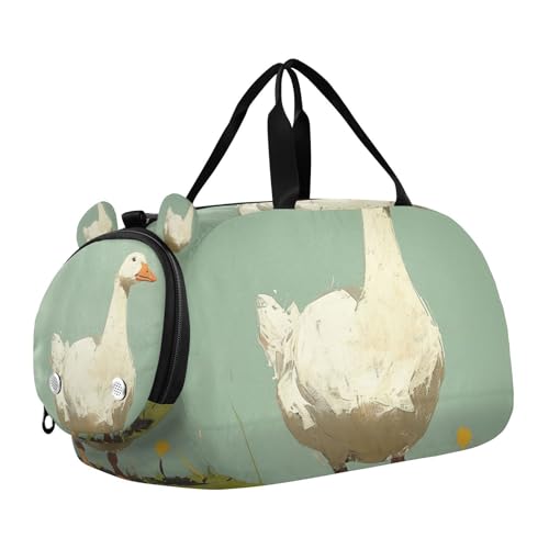 Rustikale grüne Ente Kinder Turnbeutel mit Schuhfach Multifunktionale Sporttasche Reisetasche für Jungen und Mädchen von voucong
