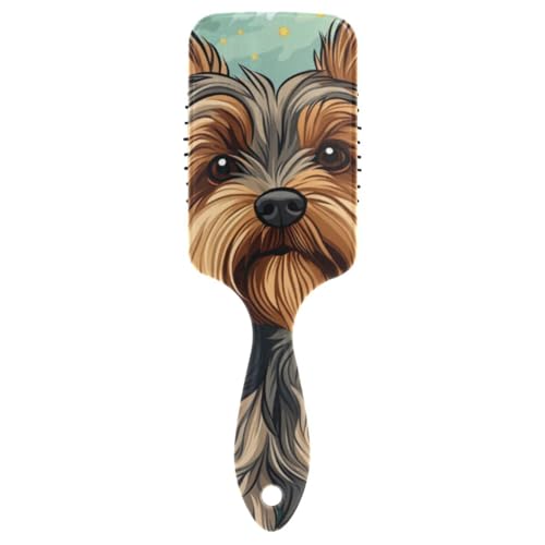 Sanfte Haarbürste mit Cartoon-Yorkshire Terrier für schwarze Frauen, Kopfmassagegerät für feines Haar mit ergonomischem Griff, Cepillo para pelo rizado von voucong