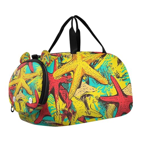 Sea Star Cartoon Anime Stil Kinder Seesack mit Schuhfach Multifunktionale Sporttasche Reisetasche für Reisen, Sport, Fitness & Workout von voucong