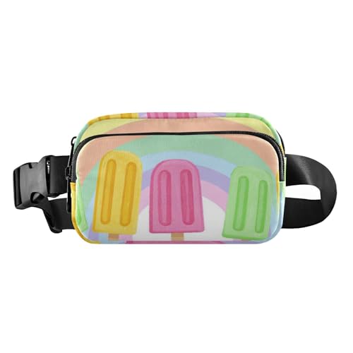 Sommer-Regenbogen-Eiscreme, trendige Hüfttasche für Damen und Herren, Mehrzweck-Bauchtasche mit verstellbarem Riemen für Workout, Laufen, Wandern, Sommer-Regenbogen-Eiscreme, 1 size von voucong