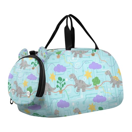 Sporttasche für Kinder, Motiv: Roboter, Dinosaurier, mit Schuhfach, großes Fassungsvermögen, für Strand, Schwimmen, Pool, Sport von voucong