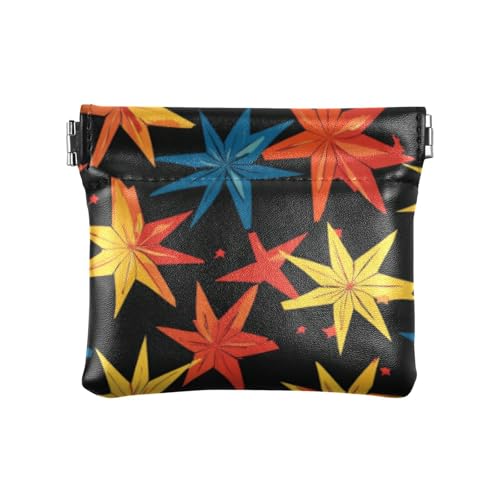 Star japanische schwarze Damen-Geldbörse aus Leder, kleine Geldbörse, praktische Organisationstaschen für Frauen, Stern Japanisch Schwarz, 1 size, Druckkunst von voucong