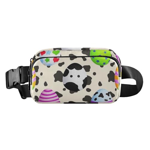 Stilvolle Gürteltasche mit Osterkuh-Aufdruck, für Damen und Herren, große Kapazität, Schultertasche mit verstellbarem Riemen für Reisen, Urlaub, Laufen, Ostereier mit Kuhmotiv, 1 size von voucong