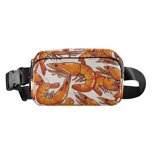 Süße Cartoon-Garnelen-Gürteltasche für Damen, Herren, Teenager, kleine Crossbody-Gürteltasche mit verstellbarem Riemen für Radfahren, Wandern, Fitnessstudio, Niedliche Cartoon-Garnelen, 1 size von voucong