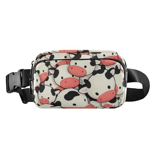 Süße Cartoon-Kuh-modische Hüfttasche für Herren und Damen, kleine Crossbody-Tasche, Anti-Diebstahl-Hüfttasche mit verstellbarem Gurt für Radfahren, Wandern, Fitnessstudio, Niedliche Cartoon-Kuh, 1 von voucong