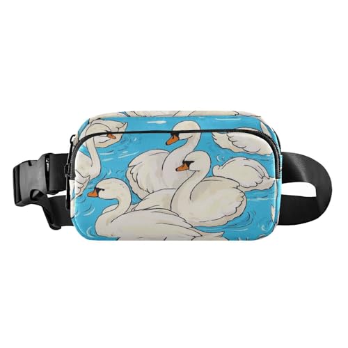 Süße Cartoon-Schwanen-Umhängetasche, Hüfttasche für Damen und Herren, große Kapazität, Crossbody-Sporttasche mit verstellbarem Gurt, für Workout, Laufen, Wandern, Blau, Niedlicher Cartoon-Schwan, blau von voucong