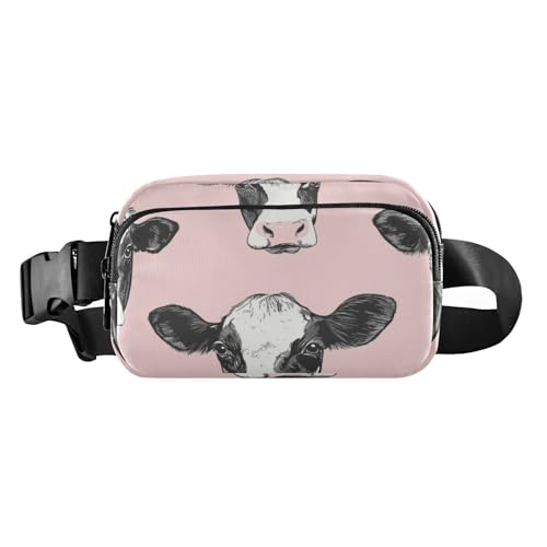 Süße Umhängetasche mit Kuhgesicht, für Damen und Herren, wasserdichte Gürteltasche mit verstellbarem Riemen für Einkaufen, Sport, Arbeit, Niedliches rosa Kuhgesicht, 1 size Süße Umhängetasche mit Kuhgesicht, für Damen und Herren, wasserdichte Gürteltasche mit verstellbarem Riemen für Einkaufen, Sport, Arbeit, Niedliches rosa Kuhgesicht, 1 size von voucong