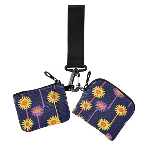 Sun Klette Valentinstag Cartoon Elements Damen Münzgeldbörsen Kartenetuis Kleine tragbare Handgelenktasche Schlüsselhalter mit Reißverschlusstasche für Frauen 2 Packungen, Sun Klette Valentinstag von voucong