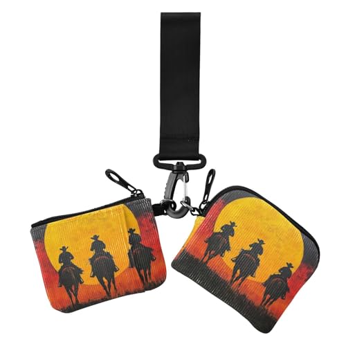 Sunset Cowboy Horse Dual Coin Purse Credit Card Holder Wallet Minimalist Money Organizers with Keychain for Woman 2 Packs, Cowboy-Pferd bei Sonnenuntergang, 1 size, Druckkunst Sunset Cowboy Horse Dual Coin Purse Credit Card Holder Wallet Minimalist Money Organizers with Keychain for Woman 2 Packs, Cowboy-Pferd bei Sonnenuntergang, 1 size, Druckkunst von voucong
