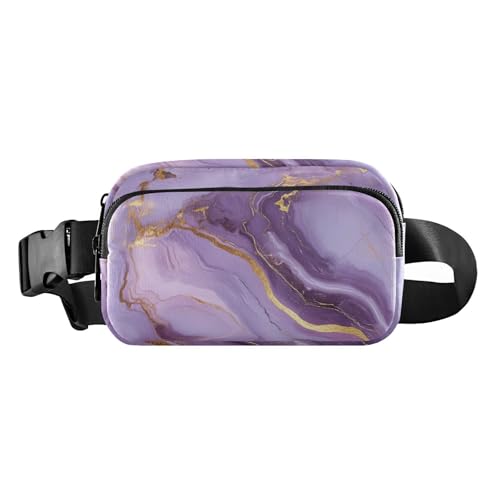 Trendige Hüfttasche für Damen, Herren, Teenager, große Kapazität, Bauchtasche mit verstellbarem Gurt, für Reisen, Urlaub, Laufen, Marmorstein, Violett, 1 size von voucong