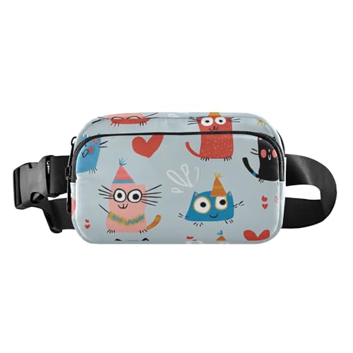 Umhängetasche im Boho-Stil, Motiv: Katzen, bunt, Cartoon, modisch, Hüfttasche für Damen, Herren, Teenager, Mehrzweck-Umhängetasche mit verstellbarem Riemen für Reisen, Fitnessstudio, Arbeit, Bunte Umhängetasche im Boho-Stil, Motiv: Katzen, bunt, Cartoon, modisch, Hüfttasche für Damen, Herren, Teenager, Mehrzweck-Umhängetasche mit verstellbarem Riemen für Reisen, Fitnessstudio, Arbeit, Bunte von voucong