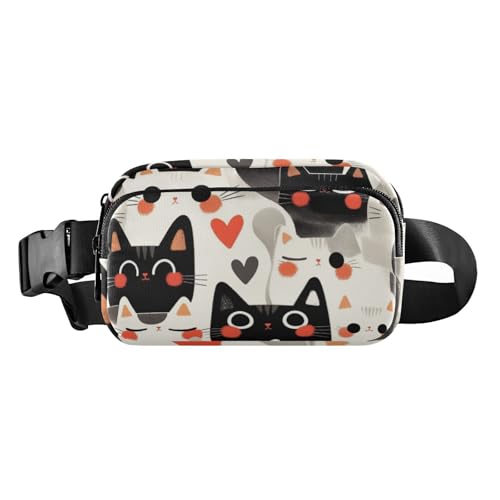 Umhängetasche mit niedlichem Cartoon-Motiv, für Damen und Herren, Mehrzweck-Reißverschluss, mit verstellbarem Riemen für Reisen, Urlaub, Laufen, Niedliche Cartoon-Katzen, 1 size Umhängetasche mit niedlichem Cartoon-Motiv, für Damen und Herren, Mehrzweck-Reißverschluss, mit verstellbarem Riemen für Reisen, Urlaub, Laufen, Niedliche Cartoon-Katzen, 1 size von voucong