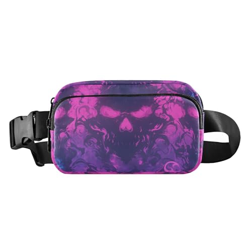 Violette Halloween-Hüfttasche, einzigartig, trendig, Bauchtasche für Damen, Herren, Teenager, kleine Schultertasche, Reisezubehör mit verstellbarem Gurt, für Reisen, Einkaufen, Laufen, Violettes von voucong