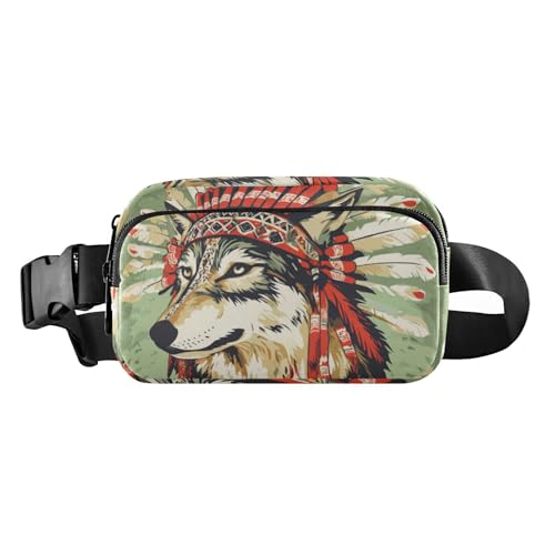 Western-Cowboy-Gürteltasche für Damen und Herren, große Kapazität, Crossbody-Gürteltasche mit verstellbarem Riemen, für Reisen, Urlaub, Laufen, Grün, Western Cowboy Indian Tribal Wolf Grün, 1 size Western-Cowboy-Gürteltasche für Damen und Herren, große Kapazität, Crossbody-Gürteltasche mit verstellbarem Riemen, für Reisen, Urlaub, Laufen, Grün, Western Cowboy Indian Tribal Wolf Grün, 1 size von voucong