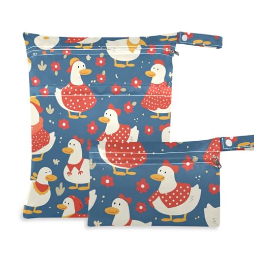 Wiederverwendbare Baby-Wickeltasche mit Cartoon-Motiv und süßer Ente, Marineblau, 2 Stück von voucong