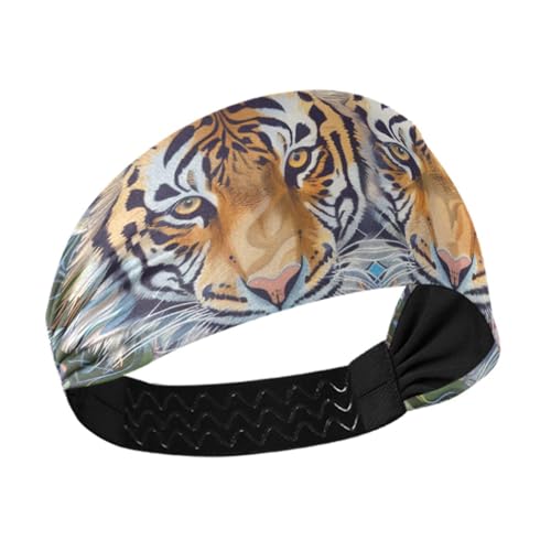 Yoga-Stirnbänder im Boho-Stil, Blumenmuster, Tiger, rutschfest, elastische Haarbänder für Laufen, Fußball, Basketball, Make-up von voucong