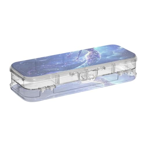voucong Ästhetische Meerjungfrau-blaue Kunststoff-Bleistift-Box, transparent, 2-lagig, für Schreibwaren, mit Deckel voucong Ästhetische Meerjungfrau-blaue Kunststoff-Bleistift-Box, transparent, 2-lagig, für Schreibwaren, mit Deckel von voucong
