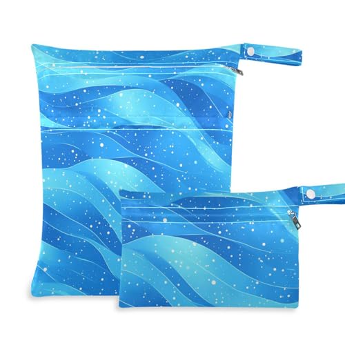 voucong Abstrakte glitzernde blaue Wasserwellen-Reißverschlusstaschen für Schwimmer, 2 Stück, Reiseutensilien für Babys, mit Griffen für die Kindertagesstätte voucong Abstrakte glitzernde blaue Wasserwellen-Reißverschlusstaschen für Schwimmer, 2 Stück, Reiseutensilien für Babys, mit Griffen für die Kindertagesstätte von voucong