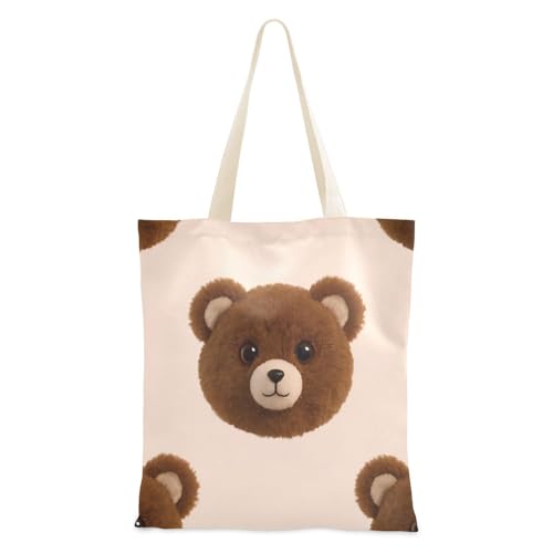 voucong Cartoon-Teddybär-Tragetasche für Damen, aus Segeltuch, mit Taschen und Griffen, wiederverwendbar, Hochzeitsgeschenk von voucong
