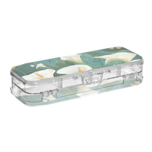 voucong Chic Calla Lilie Stiftebox, zweilagig, hart, für Bastelarbeiten, mit Schnappdeckel, Türkis voucong Chic Calla Lilie Stiftebox, zweilagig, hart, für Bastelarbeiten, mit Schnappdeckel, Türkis von voucong