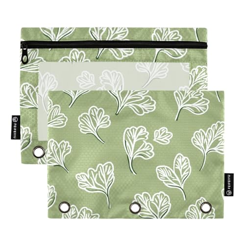 voucong Cilantro Simple Line Art Valentine Cartoon Binder Stifthalter, großes Federmäppchen mit transparentem Fenster in verschiedenen Farben, für Schule, Klasse, Büro, Organizer, 2 Stück von voucong