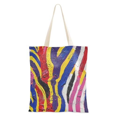 voucong Einkaufstasche aus Segeltuch mit Tierhautmuster, für Damen, mit Taschen, mit Griffen, wiederverwendbare Tragetaschen, Großpackung von voucong