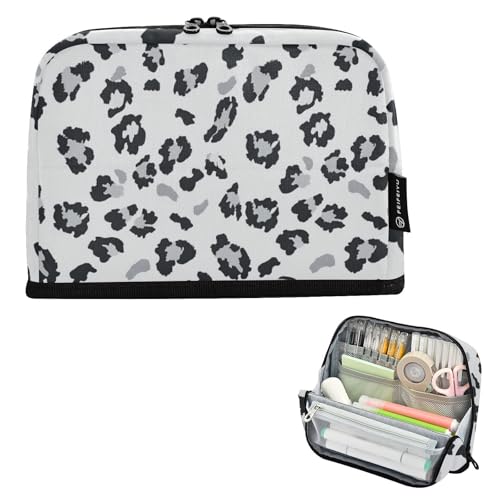 voucong Federmäppchen, Organizer, große Kapazität, Aufbewahrungstasche, einfach für Studenten, Schulbedarf, Leopardenmuster von voucong