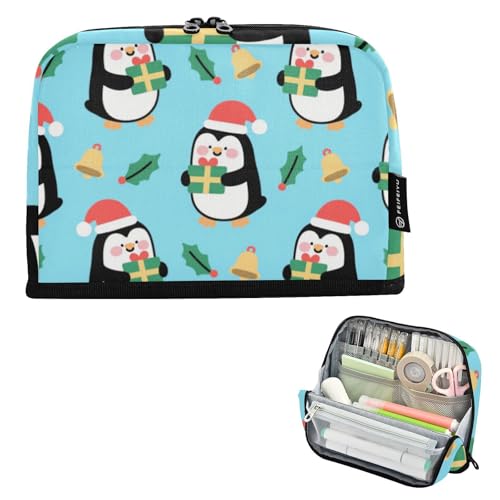 voucong Federmäppchen Große Kapazität Stifteetui Multifunktional für Preppy Middle School Merry Christmas Cartoon Schwarzer Pinguin von voucong