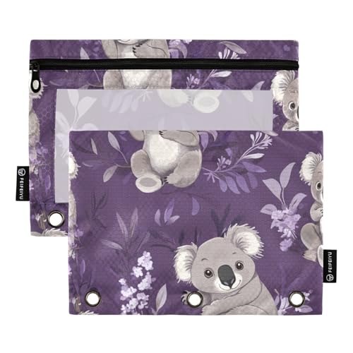 voucong Federmäppchen aus Stoff mit transparentem Fenster in verschiedenen Farben zur Aufbewahrung von Schul- und Bürobedarf, 2 Stück von voucong