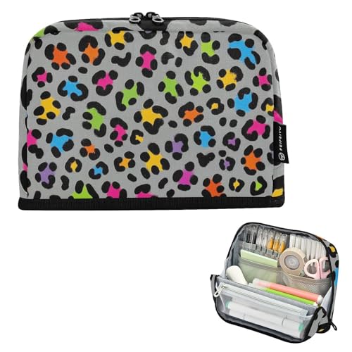 voucong Federmäppchen mit großem Fassungsvermögen, Organizer mit Schlitz für Erwachsene, Kosmetik, modisch, Leopardenmuster, Grau voucong Federmäppchen mit großem Fassungsvermögen, Organizer mit Schlitz für Erwachsene, Kosmetik, modisch, Leopardenmuster, Grau von voucong