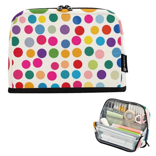 voucong Federmäppchen mit großem Fassungsvermögen, großes Fassungsvermögen, für Damen, Mittelschule, bunt gepunktet voucong Federmäppchen mit großem Fassungsvermögen, großes Fassungsvermögen, für Damen, Mittelschule, bunt gepunktet von voucong