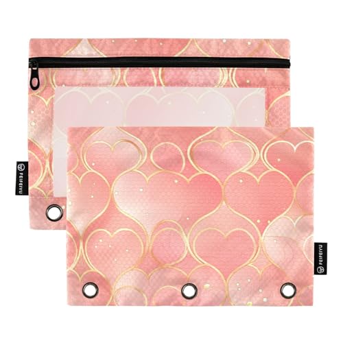 voucong Jakobsmuschel rotgoldenes Federmäppchen mit Reißverschluss und transparentem Fenster in verschiedenen Farben, für Bürobedarf, 2 Stück von voucong