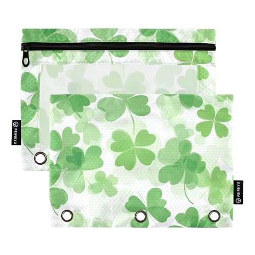 voucong Kleeblatt-Federmäppchen, großes Federmäppchen mit Reißverschluss, transparentes Fenster, verschiedene Farben, für Bürobedarf, 2 Stück von voucong